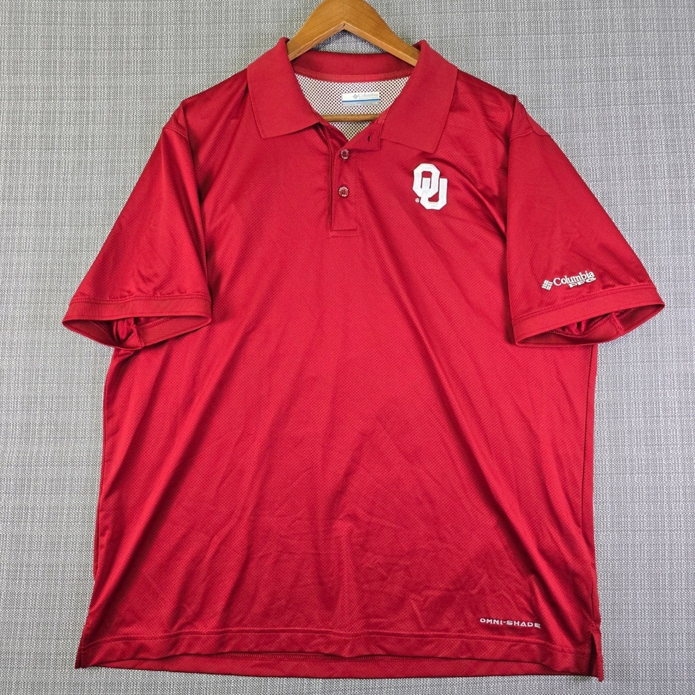 Oklahoma Sooners OU Polo Shirt Mens Large Red Columbia PFG NCAA College Football - Picture 5 of 14
